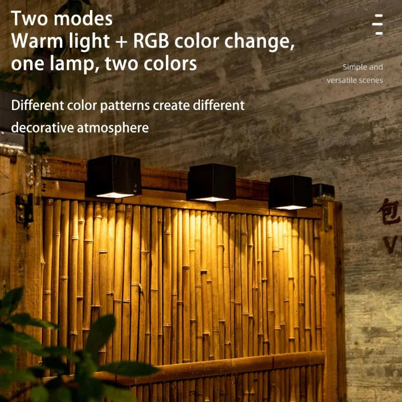 LED Solar Light Outdoor Garden Square Wall Lamp Outdoor Courtyard Garden Fence Lighting Wall Decoration Lamp - GlowMart