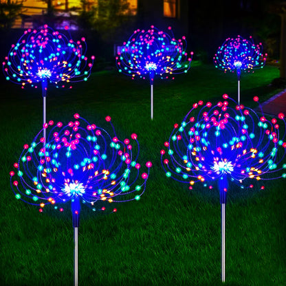 Outdoor LED Solar Pathway Lights Waterproof Garden Decor Fireworks Dandelion Lawn Lamp For Patio Balcony Walkway Yard - GlowMart