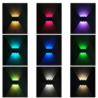 4/6/8LED Solar Wall Spotlight Outdoor Upper And Lower Lighting Solar Powered Waterproof Streetlight for Balcony Courtyard Garden - GlowMart