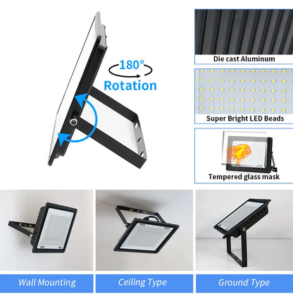 High Brightness LED Floodlight 10W 20W 30W 50W 100W 150W 200W 300W AC220V Cold White Flood Light For Garden Street Outdoor Light - GlowMart