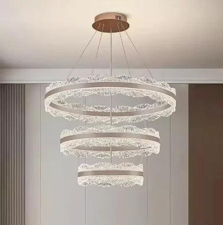 LED Luxury Pendant Light Living Dining Room Bedroom Modern Upscale Acrylic Texture Suspension Lamp Home Decoration - GlowMart