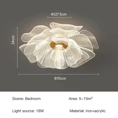 Simple Luxurious LED Ceiling Light Flower Design Acrylic Lamp Study Bedroom Entrance Hallway Light Interior Gold Luxury Lighting