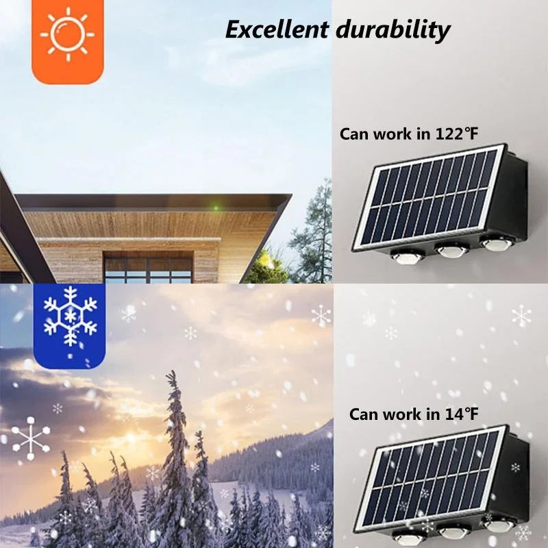 4/6/8LED Solar Wall Spotlight Outdoor Upper And Lower Lighting Solar Powered Waterproof Streetlight for Balcony Courtyard Garden - GlowMart