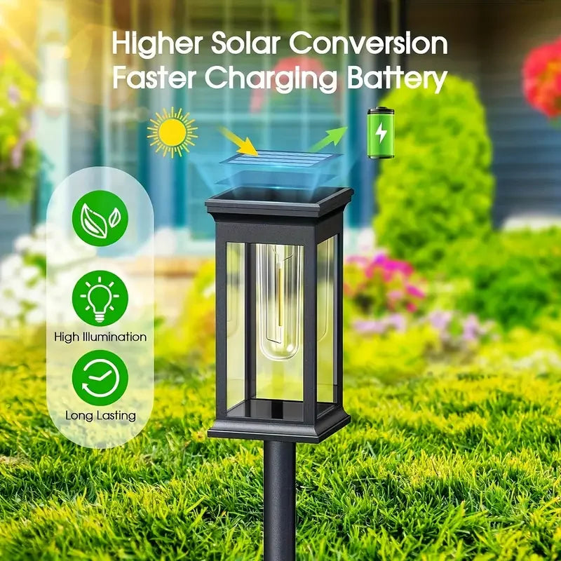 Solar Pathway Lights Solar Lights Outdoor Solar Powered Garden Lights for Walkway Yard Backyard Lawn Landscape Lighting Decor - GlowMart