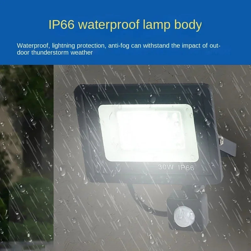 LED Floodlights 100W 50W 30W 20W 10W PIR Motion Sensor IP66 Waterproof LED 220V Hanging Exterior Outdoor Wall Lamp Spotlight - GlowMart