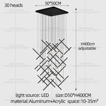 Nordic Pendant Light Modern Living Room Dining Table Lighting Lounge Hanging Restaurant Attic Chandelier Bedroom Ceiling Lamp - GlowMart