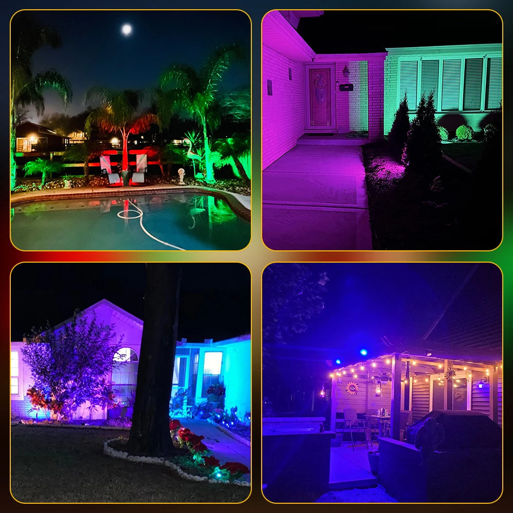 LED Floodlight Outdoor Remote-Controlled RGB Floodlights IP66 Waterproof Wall Spotlight Fountain Landscape Decorative Lights - GlowMart