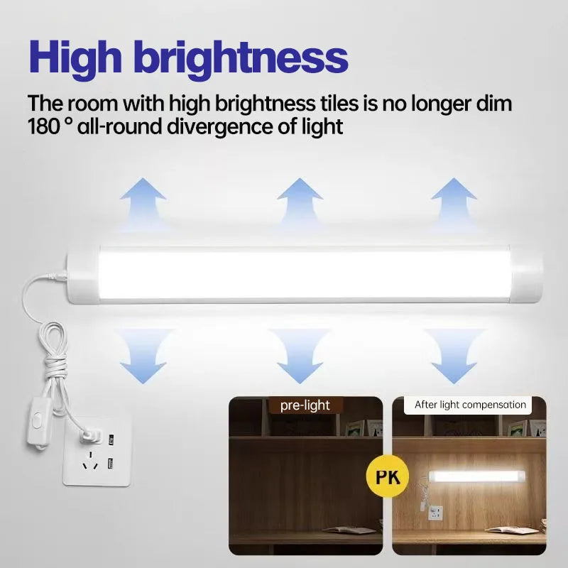Led 220V Tube Light Room Strip With Cable Tube Lights Fixture For Home Bedroom Kitchen Cabinet Lighting indoor Lamp - GlowMart