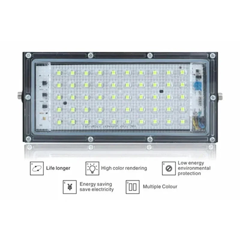 50W LED Flood Light IP65 Waterproof Reflector Led Spotlight AC 220V Outdoor Floodlight Red Green Blue Garden Lighting - GlowMart