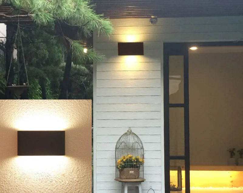 Modern Waterproof outdoor 12W LED wall lamp IP65 Aluminum UP and Down Wall Light Garden porch Sconce Decoration Light 110V 220V - GlowMart