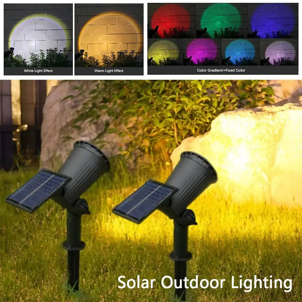 9 Led Solar Spot Lights Outdoor Rgb Solar Landscape Lights Ip65 Waterproof Brightness Adjustable For Garden Yard Palm Trees - GlowMart
