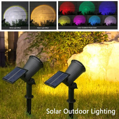 9 Led Solar Spot Lights Outdoor Rgb Solar Landscape Lights Ip65 Waterproof Brightness Adjustable For Garden Yard Palm Trees - GlowMart