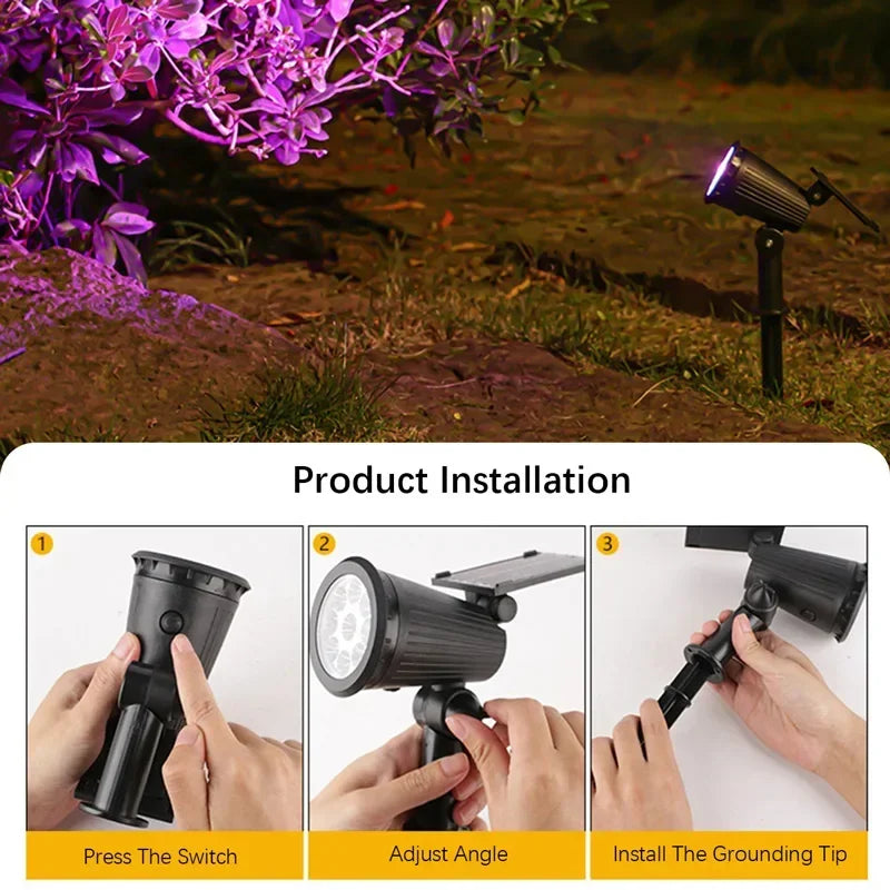 9 Led Solar Spot Lights Outdoor Rgb Solar Landscape Lights Ip65 Waterproof Brightness Adjustable For Garden Yard Palm Trees - GlowMart
