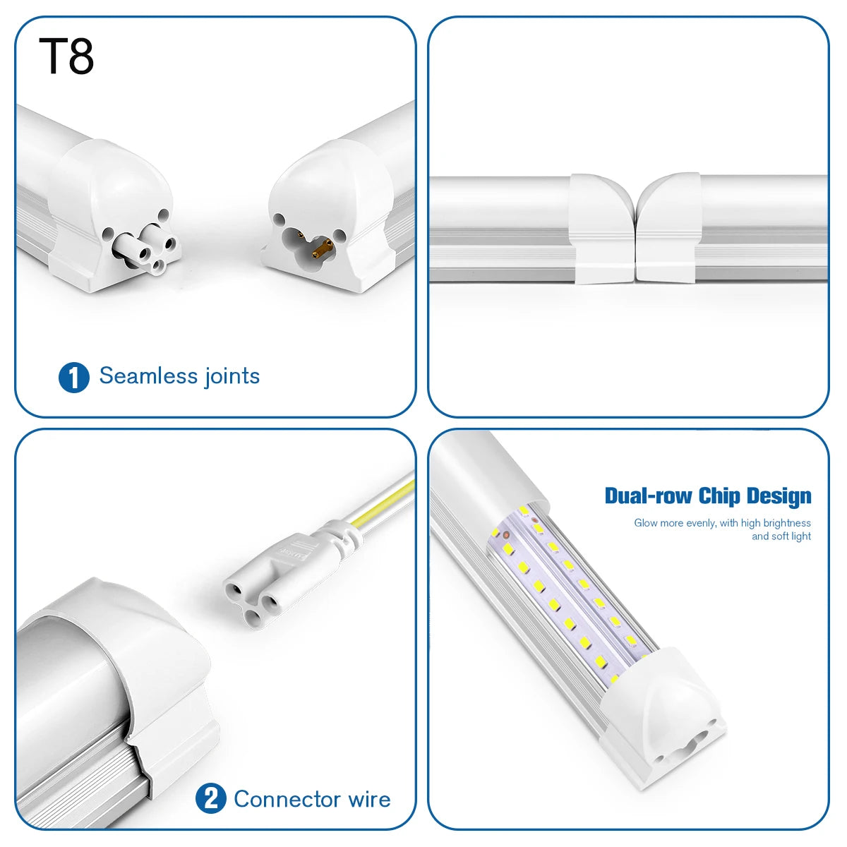 50cm T5/T8 High Brightness LED Light Tube No Power Plug Tube Lamp White/Warm White For Warehouse Garage Kitchen Shop Factory - GlowMart