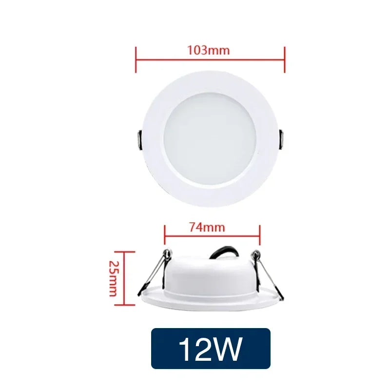LED Downlight 5W 9W 12W 15W Recessed Ceiling Lamp AC110V 220V DC12V 24V Led Panel Down Lights Spotlight for Living Room Lighting - GlowMart