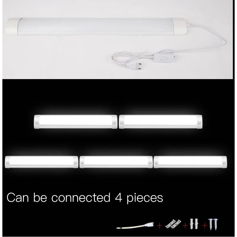 LED Tube Fixture Lamp Lighting Strip Home Highlight 220V LED Lights Bedroom Kitchen Cabinet Led Bulb Tube With Cable Light Tube - GlowMart