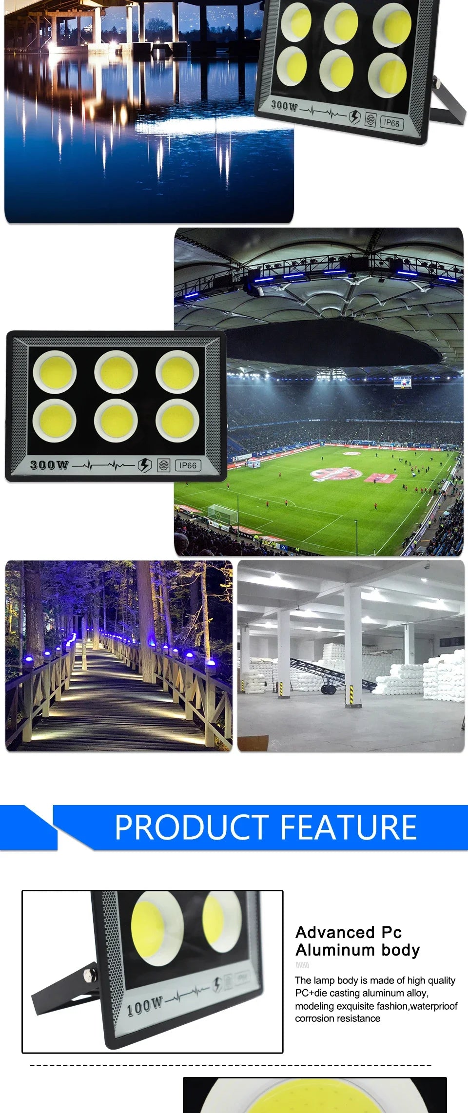 NEW 50/100W/200W/300W/400W/500W LED Floodlights Spotlight IP65 Waterproof Lamps Led Outdoor Flood Light Garden Street Lamps HOT - GlowMart