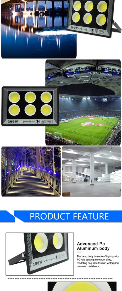NEW 50/100W/200W/300W/400W/500W LED Floodlights Spotlight IP65 Waterproof Lamps Led Outdoor Flood Light Garden Street Lamps HOT - GlowMart