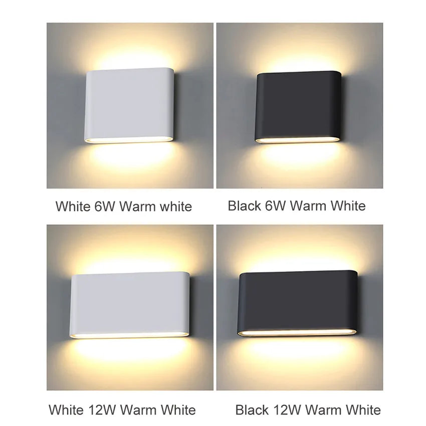 Modern Waterproof outdoor 12W LED wall lamp IP65 Aluminum UP and Down Wall Light Garden porch Sconce Decoration Light 110V 220V - GlowMart