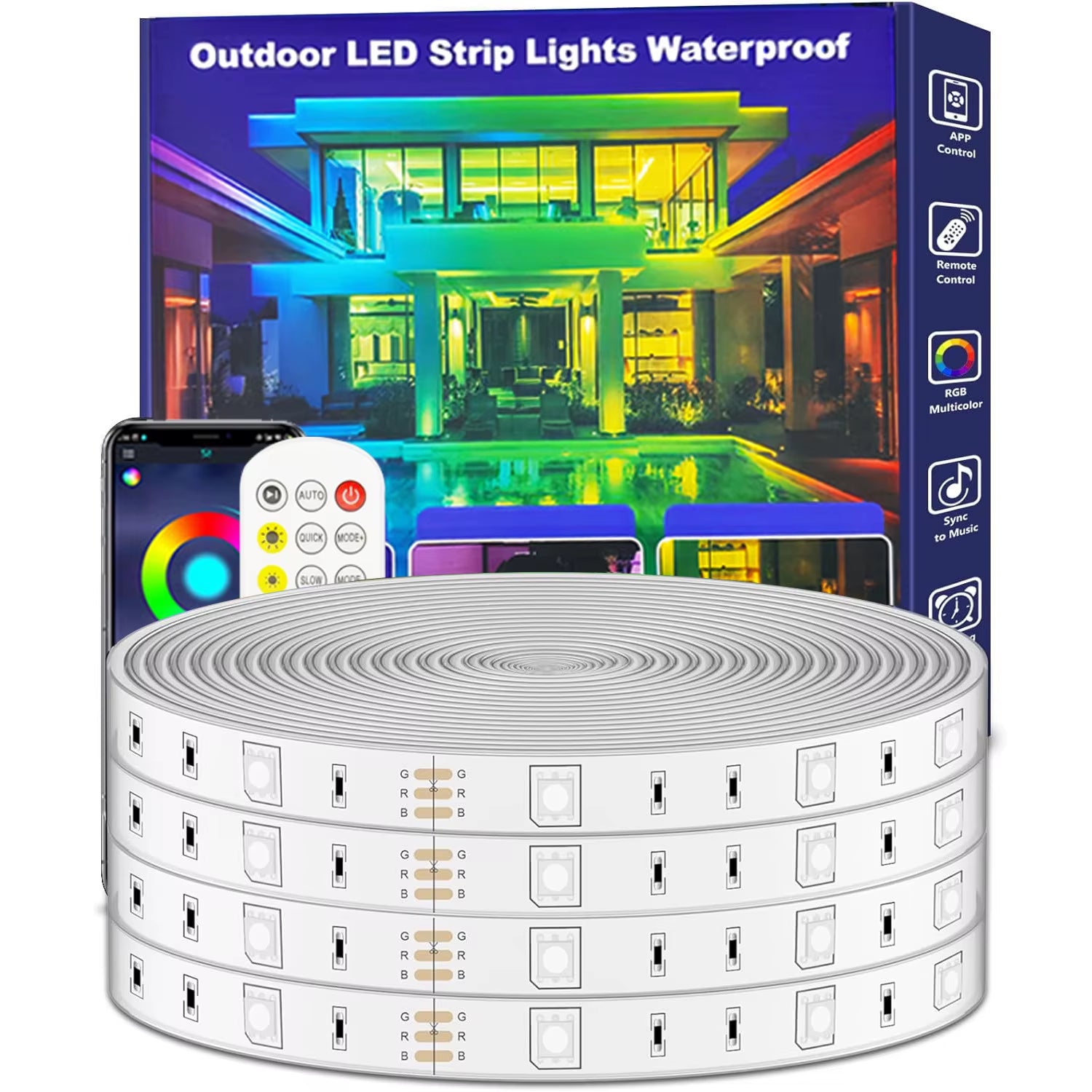 24V Led Strip Lights IP68 Waterproof Outdoor Led Light RF Remote Bluetooth App Control Rope Light Garden Pool Decor 10M 30M 50M