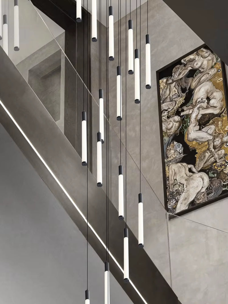 Stair Chandelier Nordic Minimalist Hanging Chandelier for Rotating Staircase Villa Staircase High Ceiling Led Chandelier