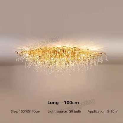 Rectangle Luxury Gold Crystal Chandelier for Dining Living Room Lobby Kitchen Table Modern Lurxy Gold Crystal Celling Chandelier