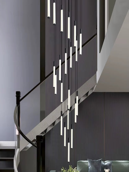 Stair Chandelier Nordic Minimalist Hanging Chandelier for Rotating Staircase Villa Staircase High Ceiling Led Chandelier