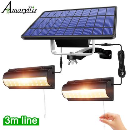 Upgraded Solar Pendant Lights Outdoor Indoor Auto on off Solar Lamp for Barn Room Balcony Chicken with Pull Switch and 3M Line