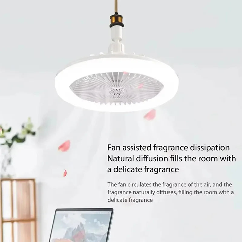 2 in 1 Ceiling Fan Lamps 3 Speeds Adjustable E27 Base Infinitely Dimmable for Living Room Bedroom Study LED Decorative Light