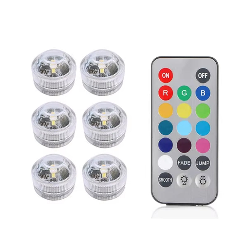 IP65 Waterproof Submersible LED Underwater Light Battery Operated RGB Night Light for Fish Tank Swimming Pool Wedding Party Lamp