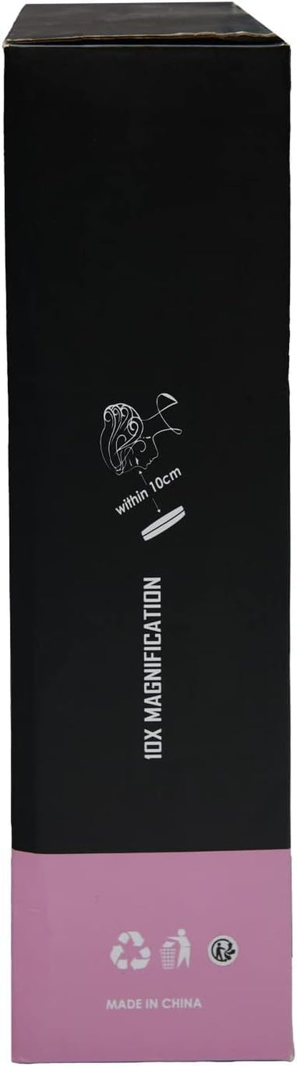 Makeup Mirror with Lights, 8.3'' Double-Sided 10X/1X Magnifying Mirror, 2500Mah USB Rechargeable Mirrors with 52 LED Lights and 10 Brightness, 360° Rotating Vanity Mirror for Bedroom, Bathroom