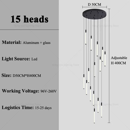 Stair Chandelier Nordic Minimalist Hanging Chandelier for Rotating Staircase Villa Staircase High Ceiling Led Chandelier