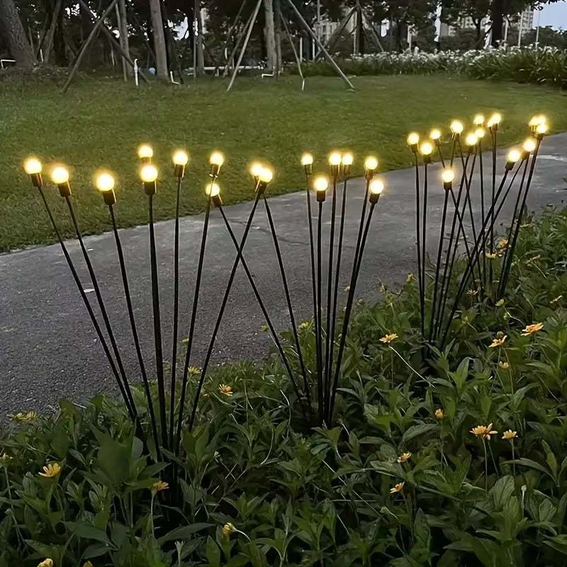 Solar LED Lights Garden Firework Warm Lights Outdoor 6/8 Leds Waterproof Firefly Lawn Lamps Patio Pathway Decoration