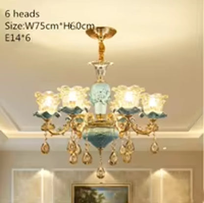 European-Style Luxury Living Room Chandelier Jane European American Blue Ceramic Crystal Chandelier 2019 New Bedroom.