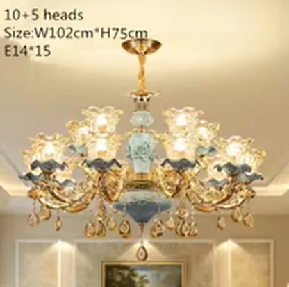 European-Style Luxury Living Room Chandelier Jane European American Blue Ceramic Crystal Chandelier 2019 New Bedroom.