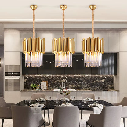 Modern Crystal Chandelier for Dining Room Luxury Kitchen Island Light Fixture Home Decor Gold/Chrome Led Cristal Lustre