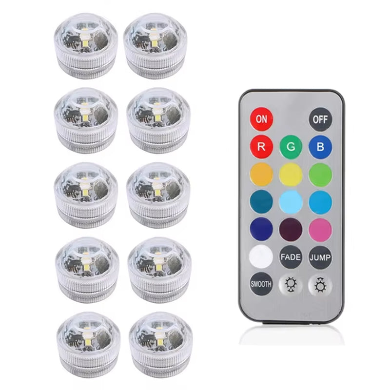 IP65 Waterproof Submersible LED Underwater Light Battery Operated RGB Night Light for Fish Tank Swimming Pool Wedding Party Lamp
