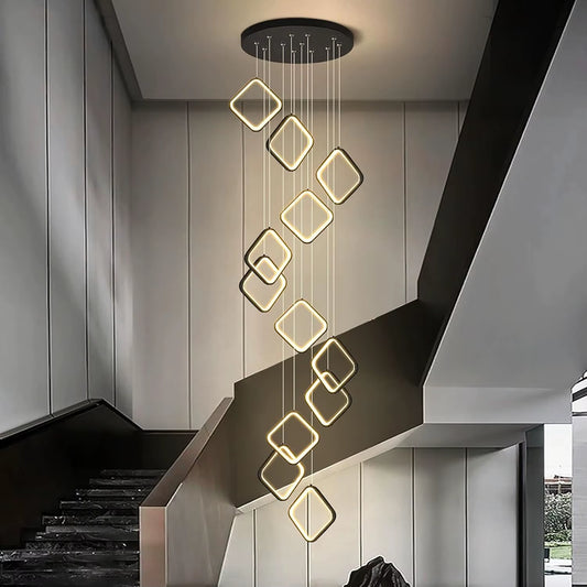 Chandelier for Stair High Ceiling,300Cm Adjustable Height Chandelier with Remote,Creative DIY Shap Ceiling Light Dimmable,Large