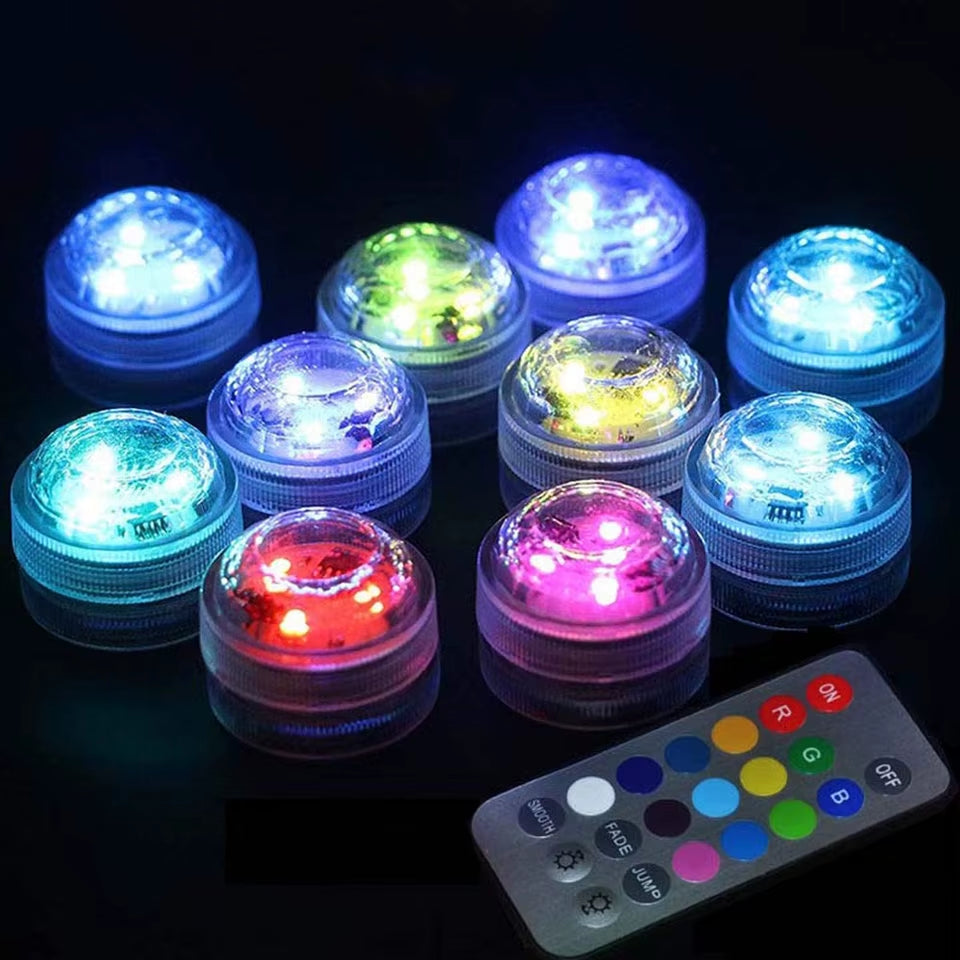IP65 Waterproof Submersible LED Underwater Light Battery Operated RGB Night Light for Fish Tank Swimming Pool Wedding Party Lamp