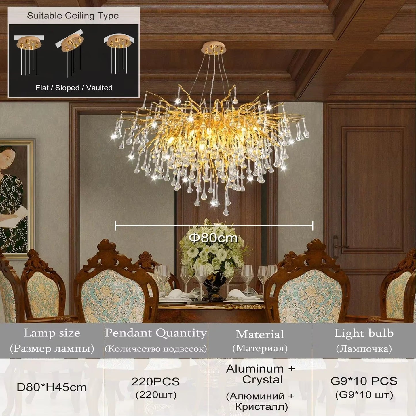 Rectangle Luxury Gold Crystal Chandelier for Dining Living Room Lobby Kitchen Table Modern Lurxy Gold Crystal Celling Chandelier